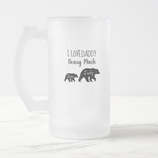 De Cristal Esmerilado Amo al papá Beary mucha taza (Izquierda)
