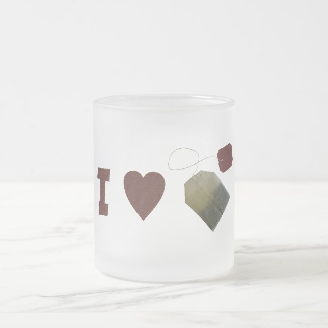 De Cristal Esmerilado Amo la taza del té (Centro)