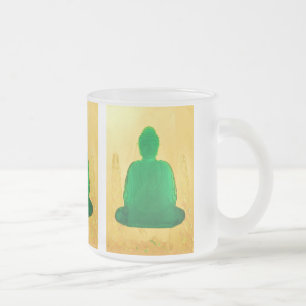 De Cristal Esmerilado Buda en taza helada oro