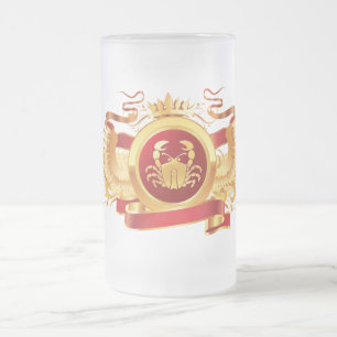 De Cristal Esmerilado Cáncer rojo del barón "zodiaco" taza del vidrio