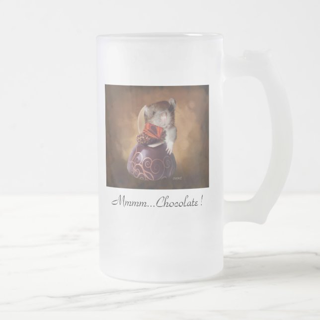 De Cristal Esmerilado ¡… Chocolate Mmmm! Taza (Derecha)