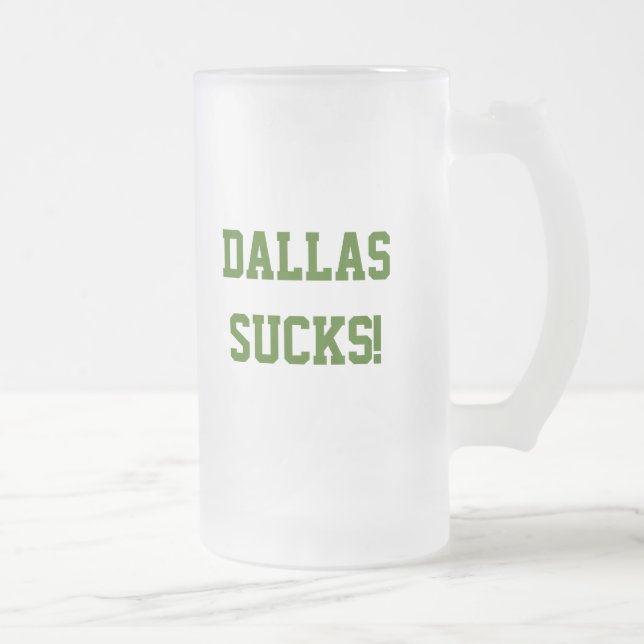 De Cristal Esmerilado ¡Dallas chupa! Taza (Derecha)