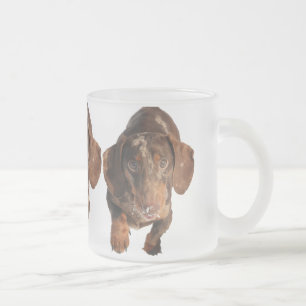 De Cristal Esmerilado El chocolate Dapple la taza helada Dachshund