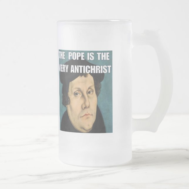 De Cristal Esmerilado El papa es la misma taza del Antichrist (Derecha)
