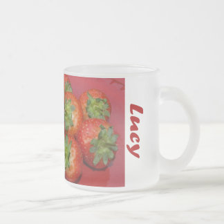 De Cristal Esmerilado Fresas - taza