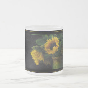 De Cristal Esmerilado Girasoles en una taza helada