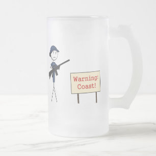 De Cristal Esmerilado Guardacostas "que advierte: Costa!" Taza helada