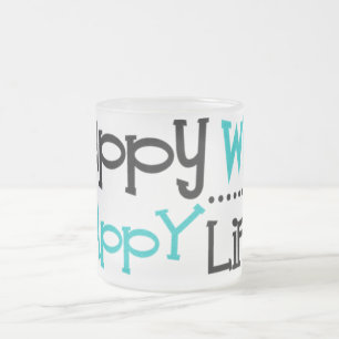 De Cristal Esmerilado Happy Wife, happy Life taza