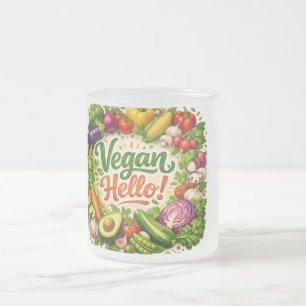 De Cristal Esmerilado Hola Taza Vegana
