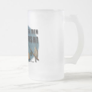 De Cristal Esmerilado Hombres reales pescados, taza