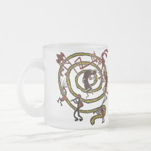 De Cristal Esmerilado Kokopelli y espiral - taza #8
