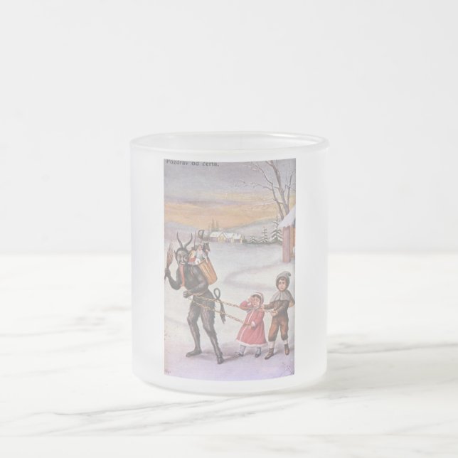 De Cristal Esmerilado Krampus heló la taza (Centro)