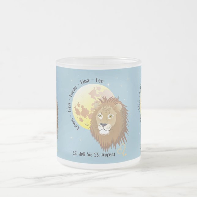 De Cristal Esmerilado León - Sternzeichen taza (Centro)