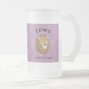 De Cristal Esmerilado León - Sternzeichen taza