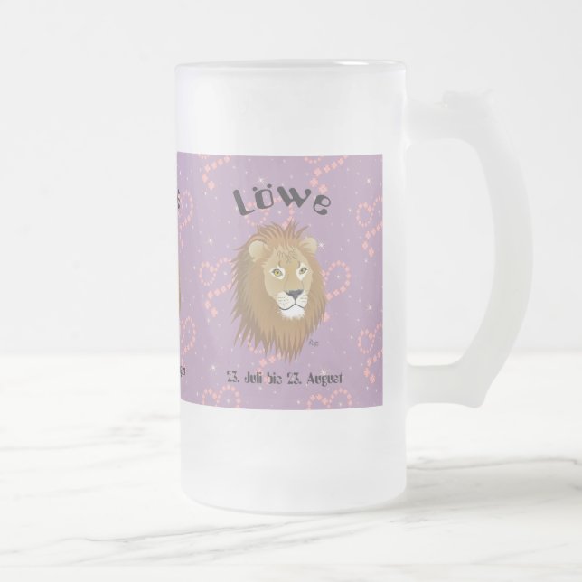 De Cristal Esmerilado León - Sternzeichen taza (Derecha)