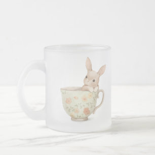 De Cristal Esmerilado lindo conejito en una taza