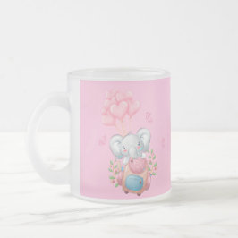 De Cristal Esmerilado Personaliza | Taza del elefante rosa lindo