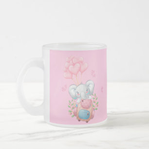 De Cristal Esmerilado Personaliza   Taza del elefante rosa lindo