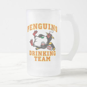 De Cristal Esmerilado Pingüinos que beben el equipo 16oz. Taza helada