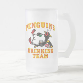 De Cristal Esmerilado Pingüinos que beben el equipo 16oz. Taza helada