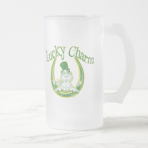 De Cristal Esmerilado Taza afortunada del Leprechaun del encanto