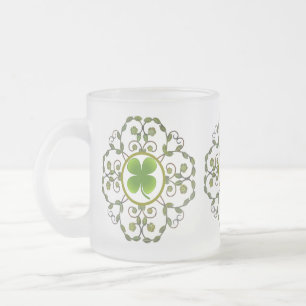 De Cristal Esmerilado Taza afortunada del trébol
