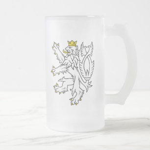 De Cristal Esmerilado Taza bohemia checa del león