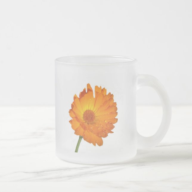 De Cristal Esmerilado Taza - Caléndula en tallo (Derecha)