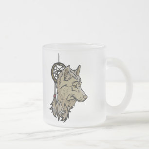 De Cristal Esmerilado Taza - colector del sueño del tótem del lobo