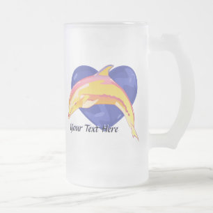 De Cristal Esmerilado Taza colorida del delfín
