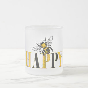 De Cristal Esmerilado Taza con escarcha Feliz Abeja