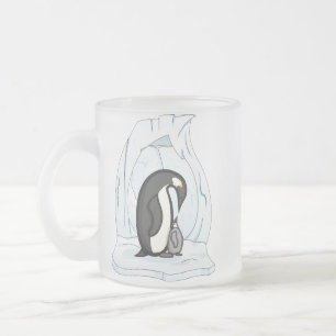 De Cristal Esmerilado Taza Davin y Annie los Pingüinos