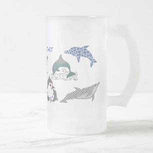 De Cristal Esmerilado Taza del amante del delfín