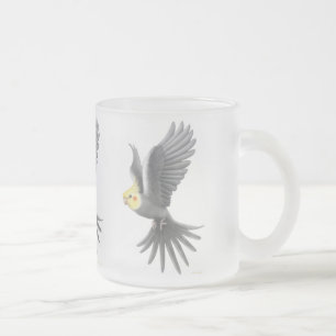 De Cristal Esmerilado Taza del Cockatiel del vuelo