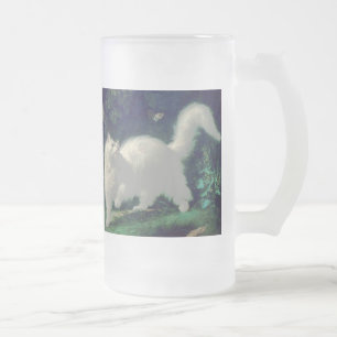 De Cristal Esmerilado Taza del gato del angora