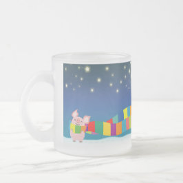 De Cristal Esmerilado Taza del navidad del cerdito