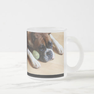 De Cristal Esmerilado Taza del perro del boxeador