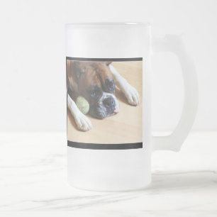 De Cristal Esmerilado Taza del perro del boxeador