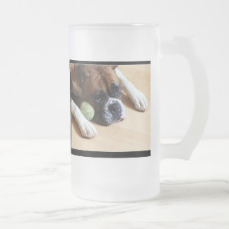 De Cristal Esmerilado Taza del perro del boxeador