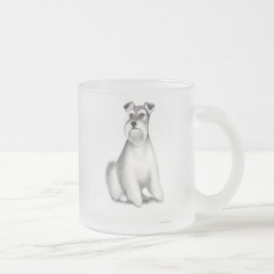 De Cristal Esmerilado Taza del perro del Schnauzer miniatura