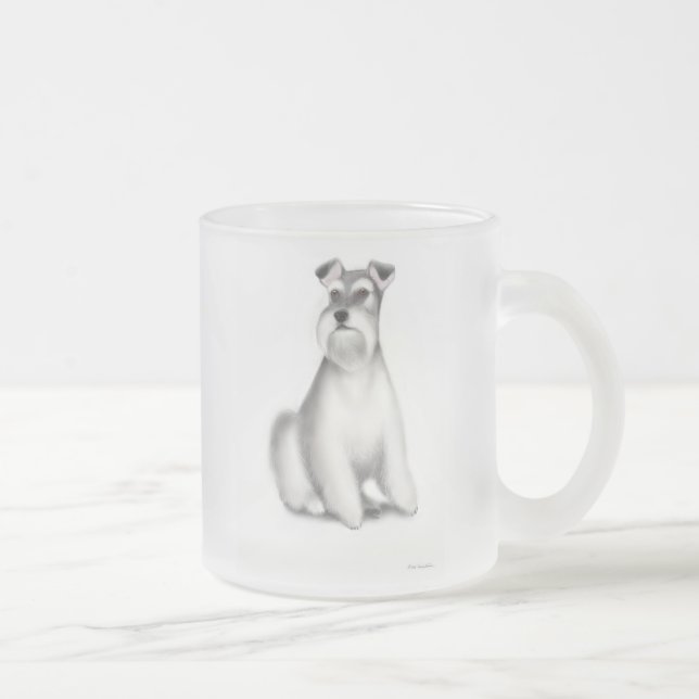 De Cristal Esmerilado Taza del perro del Schnauzer miniatura (Derecha)