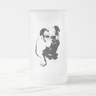 De Cristal Esmerilado Taza del vidrio del bulldog