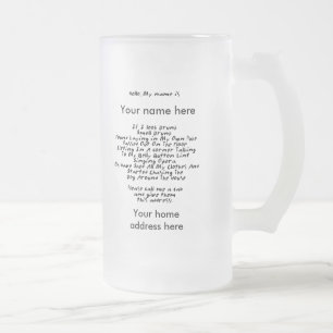 De Cristal Esmerilado Taza demasiado borracha