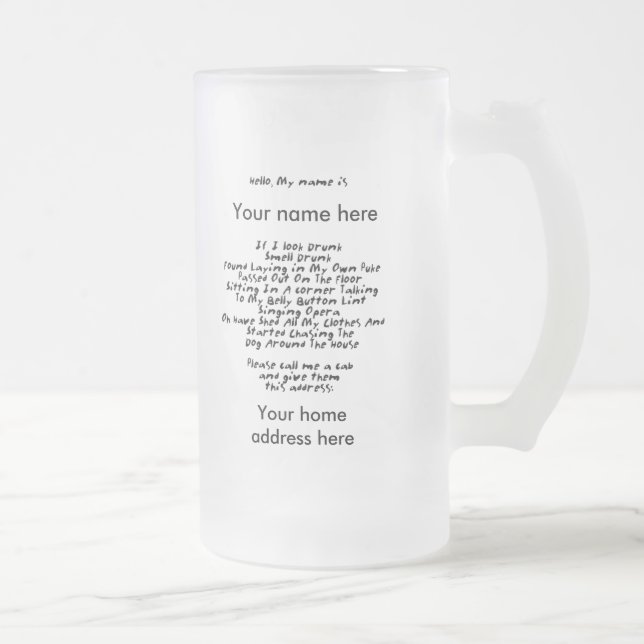 De Cristal Esmerilado Taza demasiado borracha (Derecha)