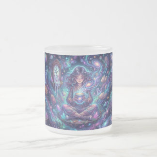 De Cristal Esmerilado Taza Diosa Cósmica – Mujer Meditando en Galaxia Mí