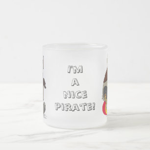 De Cristal Esmerilado Taza divertida del pirata del mapache del animado