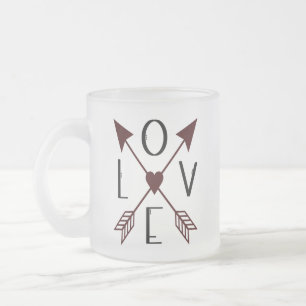 De Cristal Esmerilado Taza Escarchada con Amor Personalizado con Flechas