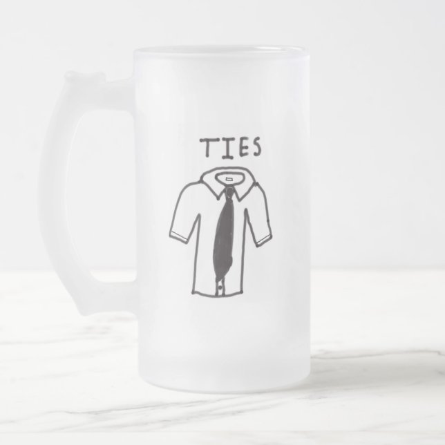 De Cristal Esmerilado Taza escarchada con camisa negra y blanca con logo (Izquierda)
