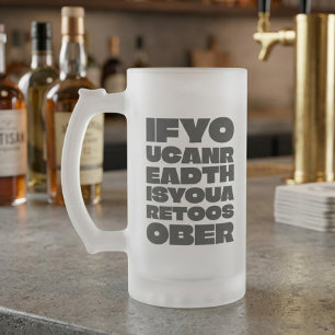 De Cristal Esmerilado Taza Escarchada con Tipografía Negrita TooSober