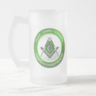 De Cristal Esmerilado Taza Escarchada Masónica